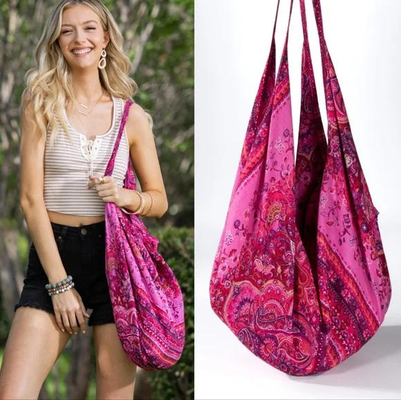 Hobo Beach Yoga Boho Chic Shoulder Bag - Ethnic Inspired Print - Fine Cotton - Picture 1 of 8